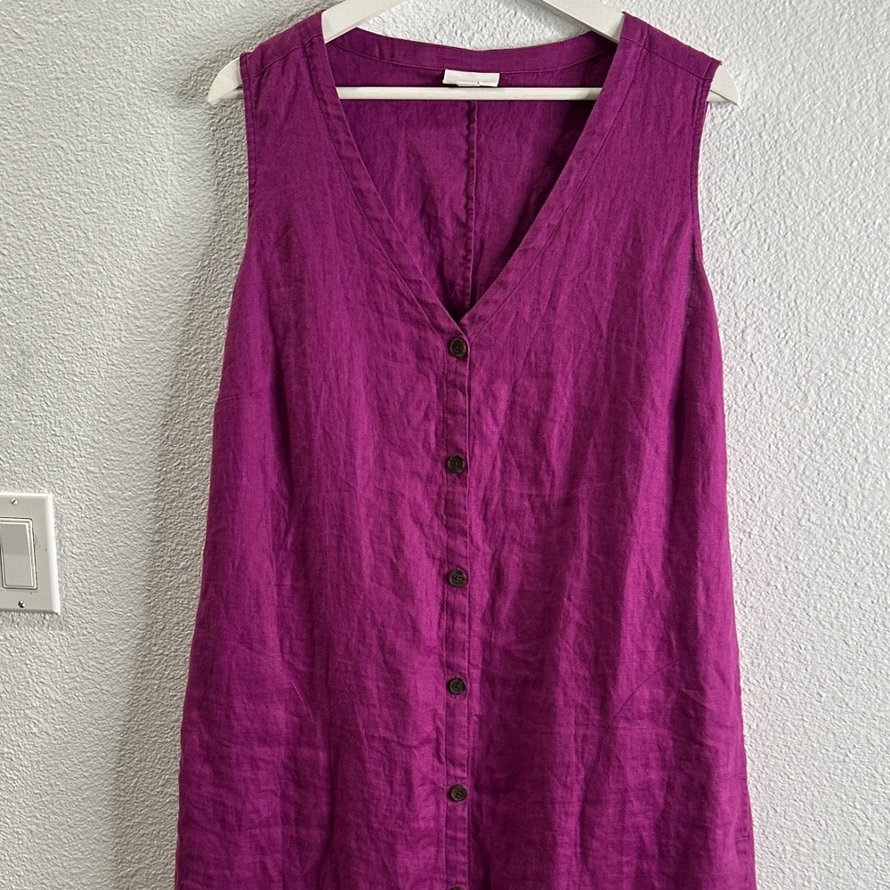 J Jill linen Purple Sleeveless Button-Down maxi Dress 2x travel casual outing - Picture 6 of 9